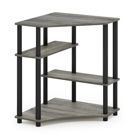 Furinno Turn-N-Tube Space Saving Corner Desk with Shelves, French Oak Grey & Black 16098GYWBK